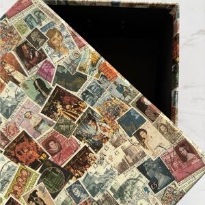 Vintage Stamp Collage Storage Box